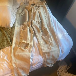 Ripped Tan Jeans
